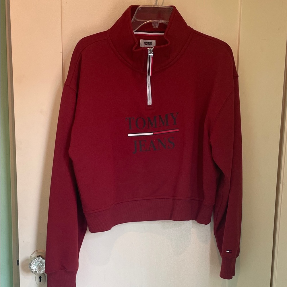 Tommy Hilfiger Women's Red Half-Zip Sweatshirt
